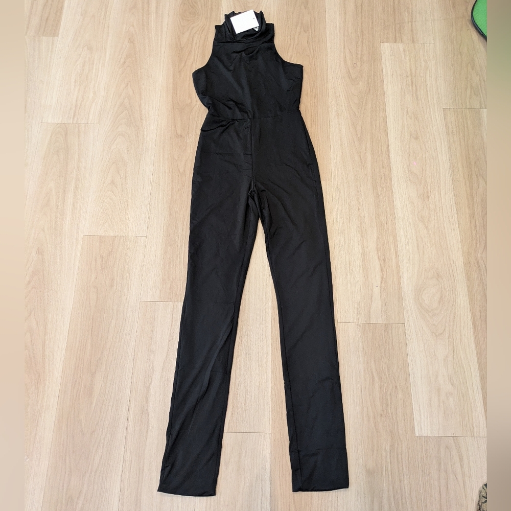 Bossa Black Nylon Full Bodycon Jumpsuit High Neck Size S